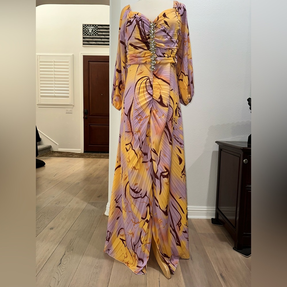 Elegant Yellow and Purple Women's Dress